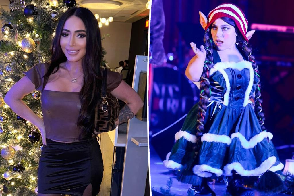 Chaos at Christmas show after member of 'Jersey Shore' star Angelina Pivarnick's group allegedly punches little person dressed as teddy bear