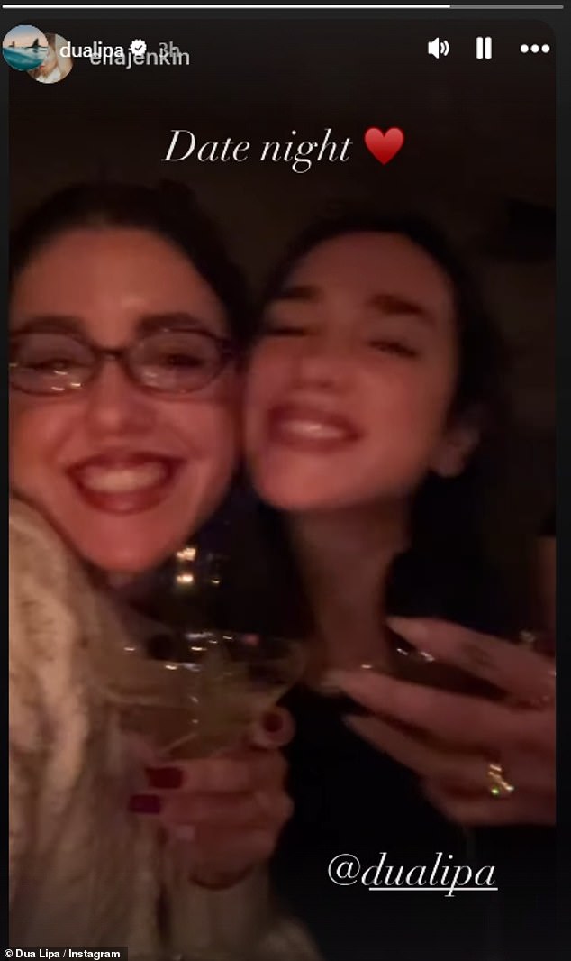 Dua Lipa flashed her huge diamond ring on her engagement finger as she headed on a girls' night out on Tuesday