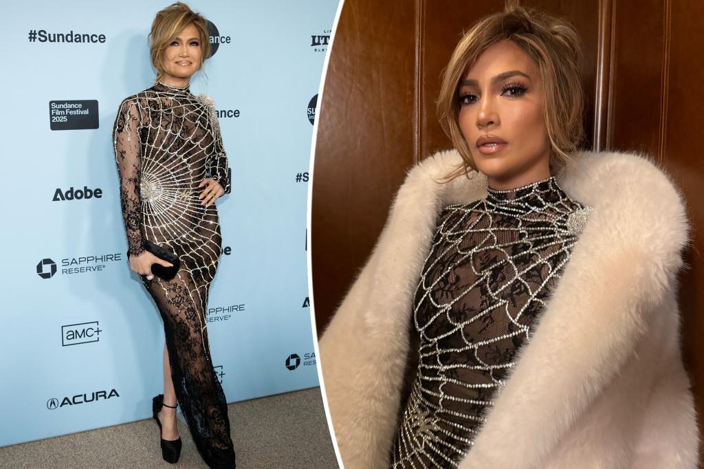 Jennifer Lopez promotes new movie ‘Kiss of the Spider Woman’ dressed in glittery webs