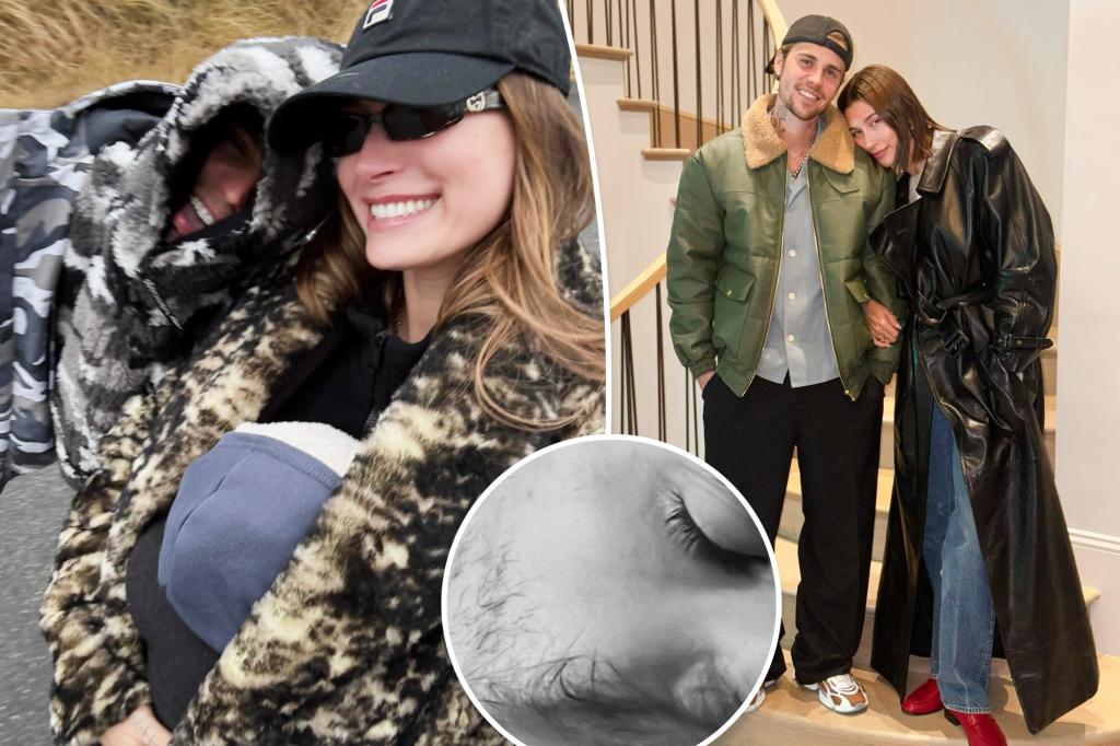 Justin Bieber kisses his and Hailey's baby, Jack, in photo