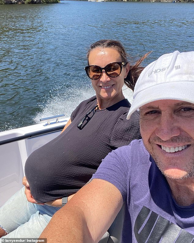 Larry Emdur surprised his fans by sharing a photograph of his wife Sylvie with a 'bump' but all wasn't what it seemed as she was actually hiding a watermelon under her T-shirt
