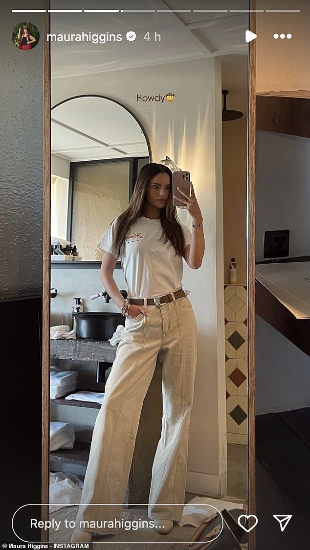 Maura Higgins, 34, dropped a huge clue that she's enjoying a cosy staycation with Pete Wicks, 36, at Soho Farmhouse in Oxfordshire on Thursday