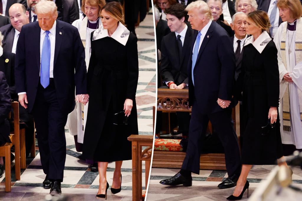 Melania Trump attends Jimmy Carter's funeral in Valentino coat with statement collar