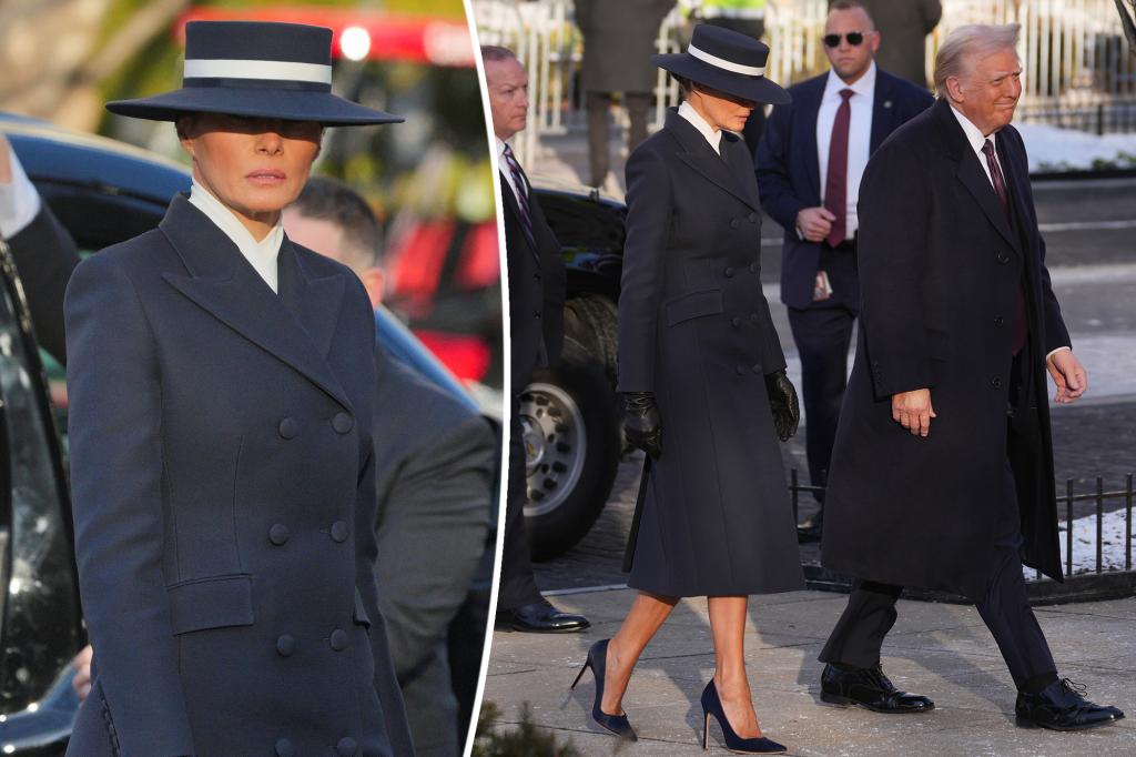 Melania Trump wears Adam Lippes coat and Eric Javits hat for Donald Trump inauguration