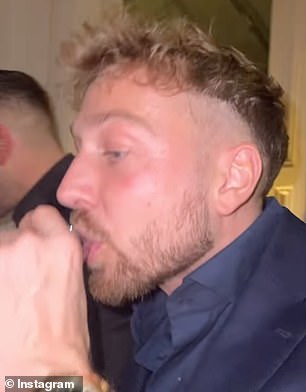 Sam Thompson enjoyed a booze fuelled evening on Tuesday as he welcomed the new year at an exclusive London nightspot - without his long-term girlfriend Zara McDermott