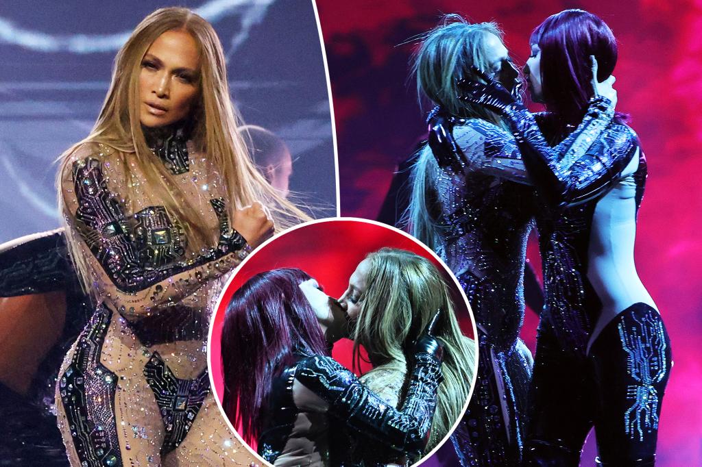 Jennifer Lopez kisses backup dancers in AMAs 2025 performance