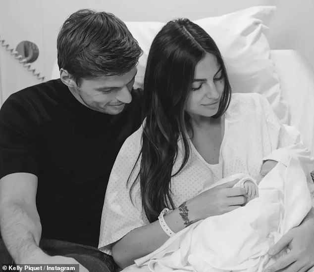 Max Verstappen's girlfriend Kelly Piquet has given birth, the F1 star anounced in an Instagram post on Friday alongside adorable black and white snaps
