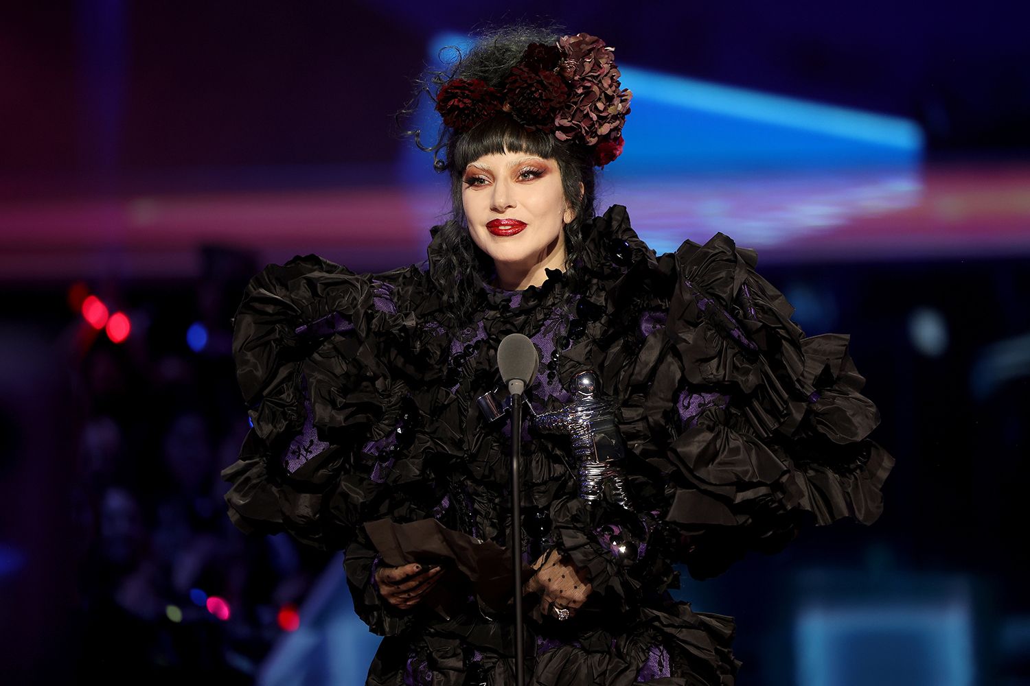 Lady Gaga Wears Massive Dress for Surprise 2025 MTV VMAs Appearance