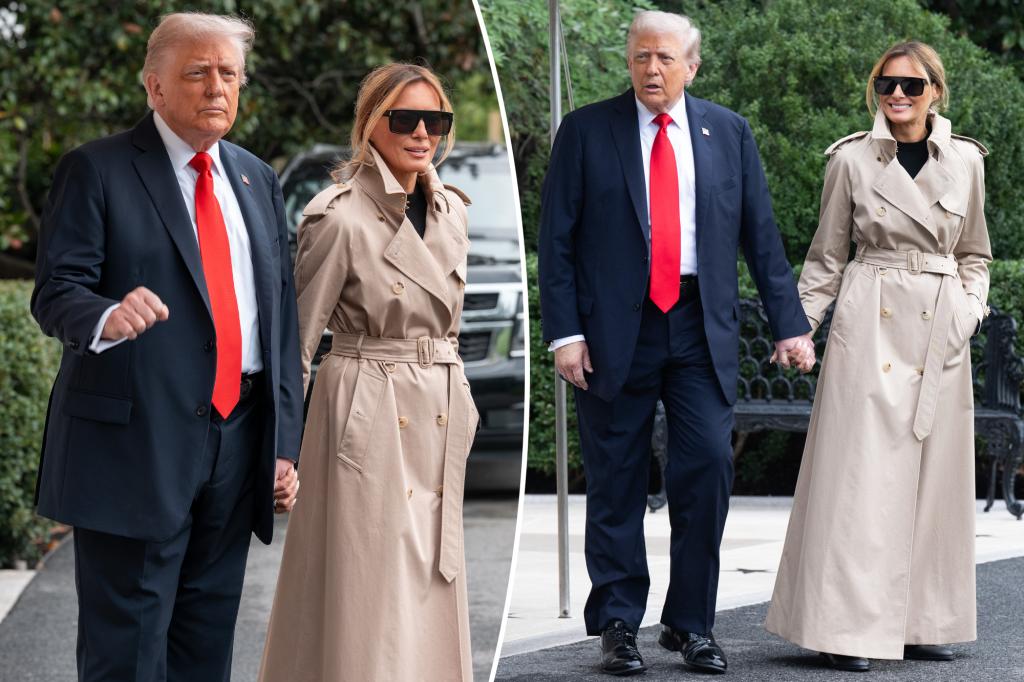 Melania Trump wraps up in Burberry trench for UK state visit