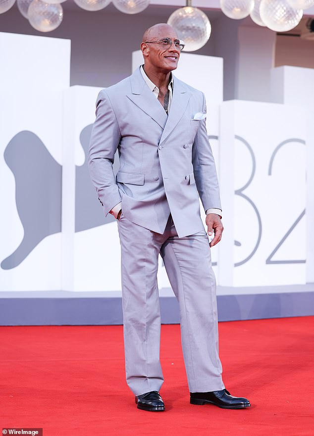 Dwayne Johnson, 53, showed off his slimmed down form on the red carpet at the Venice Film Festival on Monday, following a recent weight loss transformation