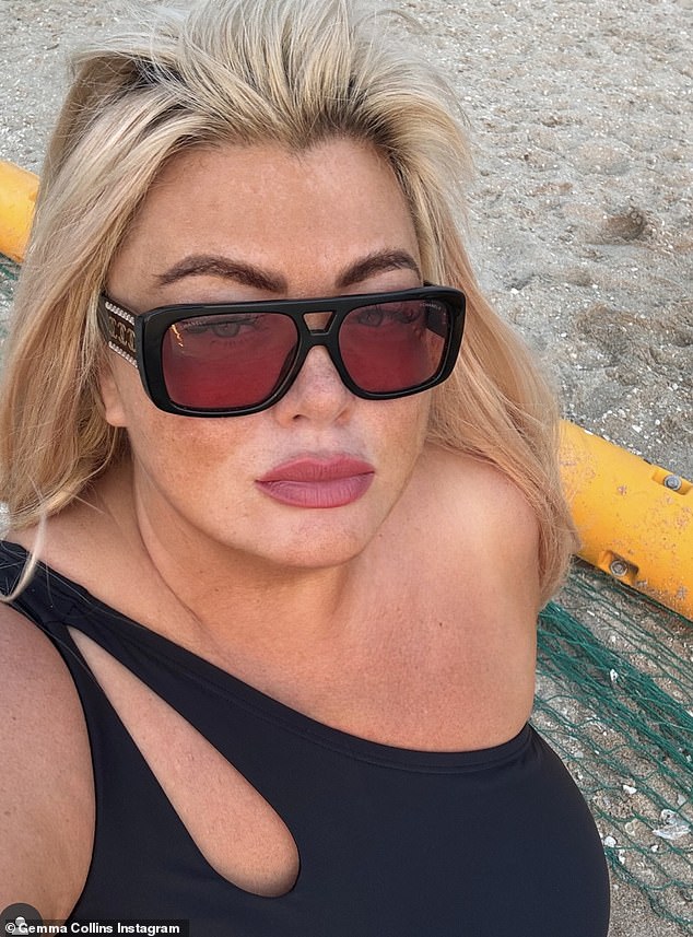 Gemma Collins displayed her impressive weight loss after losing another 18 pounds as she slipped into a black swimsuit while holidaying in Dubai