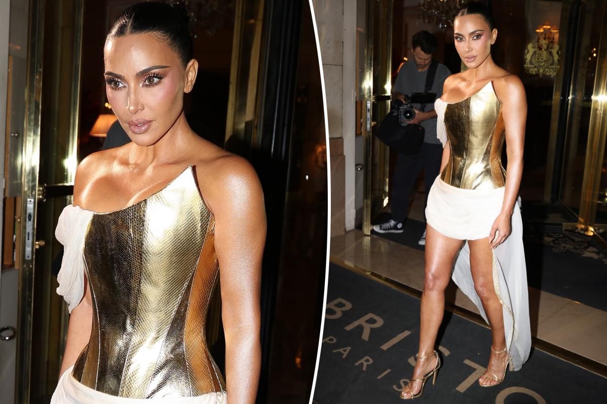 Kim Kardashian is a Grecian goddess in vintage Givenchy on 45th birthday
