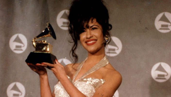 American singer Selena (born Selena Quintanilla-Perez, 1971 - 1995) poses with her award for Best Mexican/American Album at the 36th Annual Grammy Awards at Radio City Music Hall, New York, New York, March 1, 1994. (Photo by Arlene Richie/Getty Images)