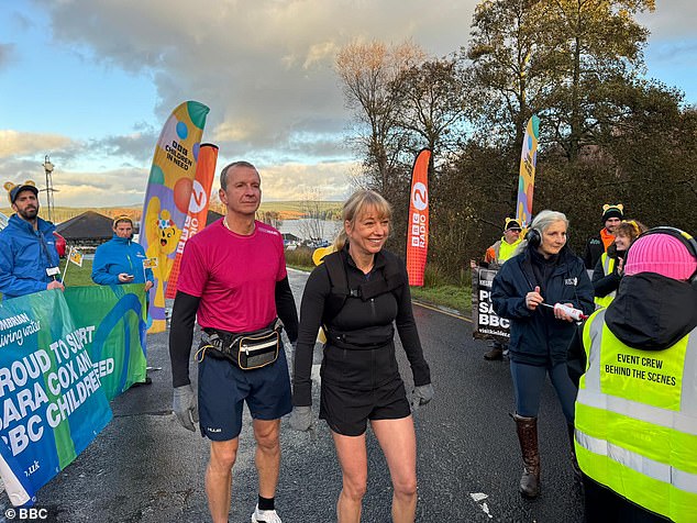 Sara Cox embarked on the gruelling 135-mile Great Northern Marathon Challenge from the Kielder Forest on Monday morning
