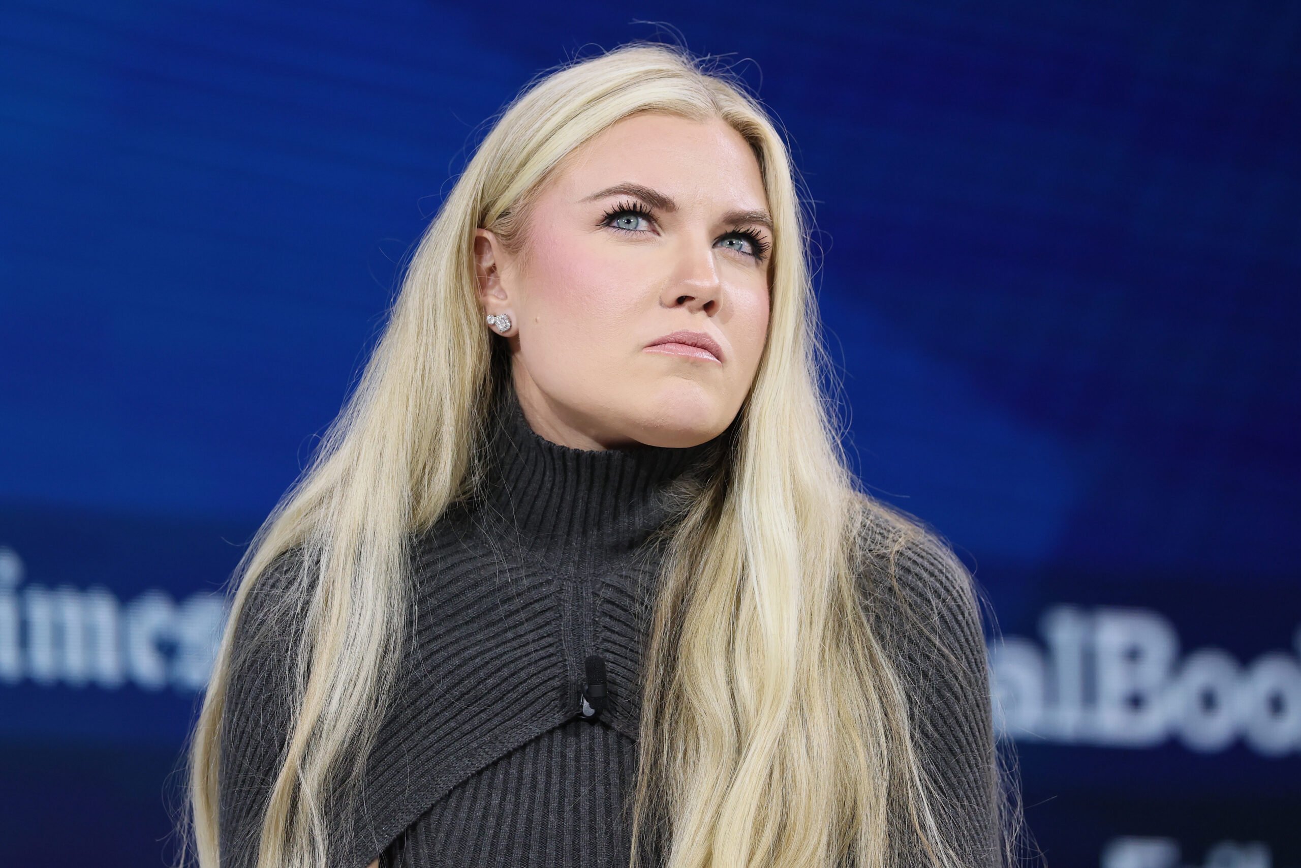 C.E.O. and Chair of the Board of Turning Point USA Erika Kirk speaks onstage during the 2025 New York Times Dealbook Summit at Jazz at Lincoln Center on December 03, 2025 in New York City.