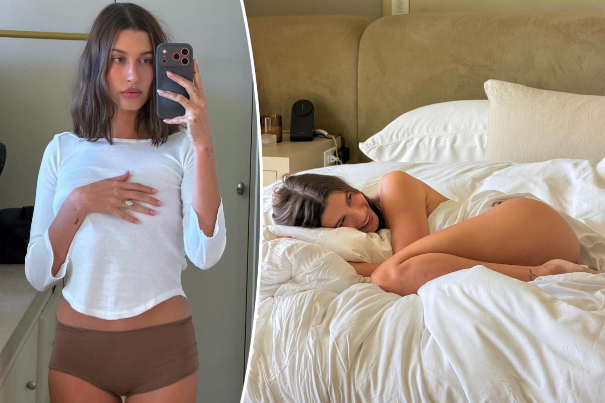 Hailey Bieber only wears bed sheets in racy photo shoot
