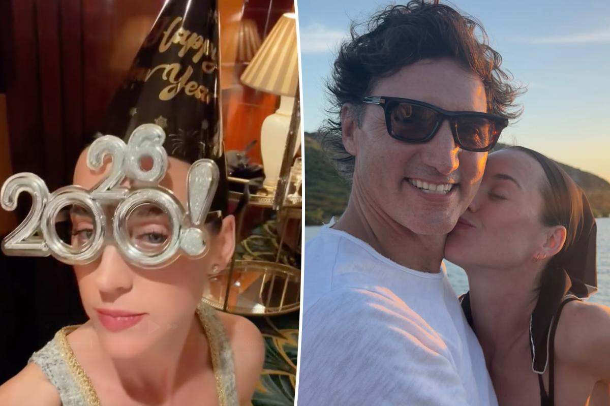 Katy Perry plants a kiss on Justin Trudeau as she shares glimpse of their first 'holidaze' together