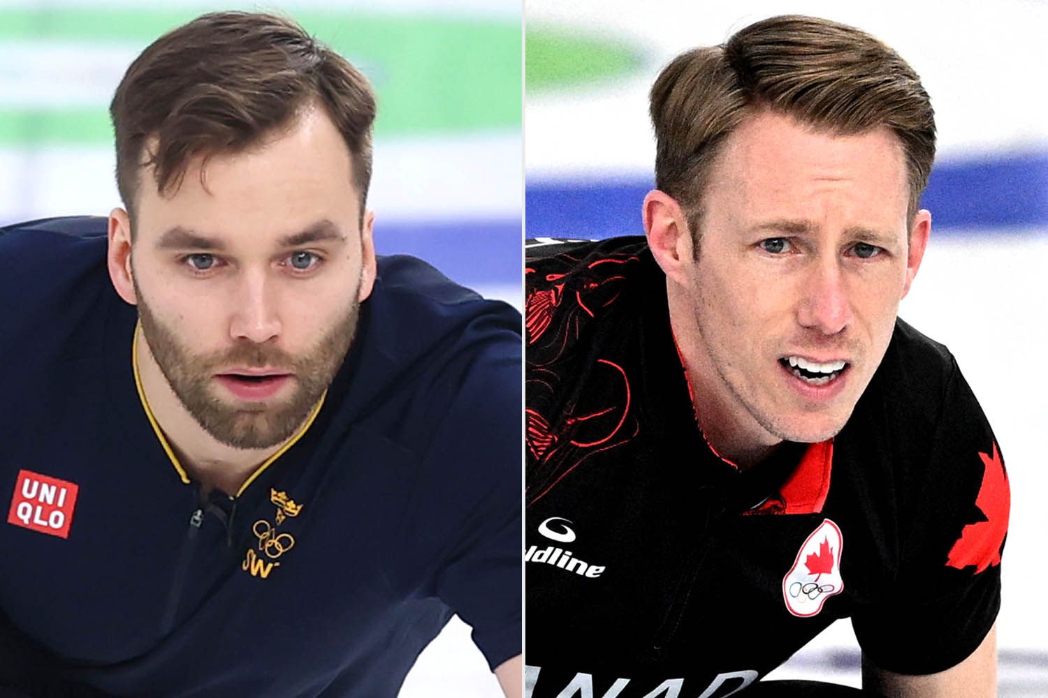 Oskar Eriksson of Team Sweden ; Marc Kennedy of Team Canada Julian Finney/Getty; Tiziana FABI / AFP via Getty