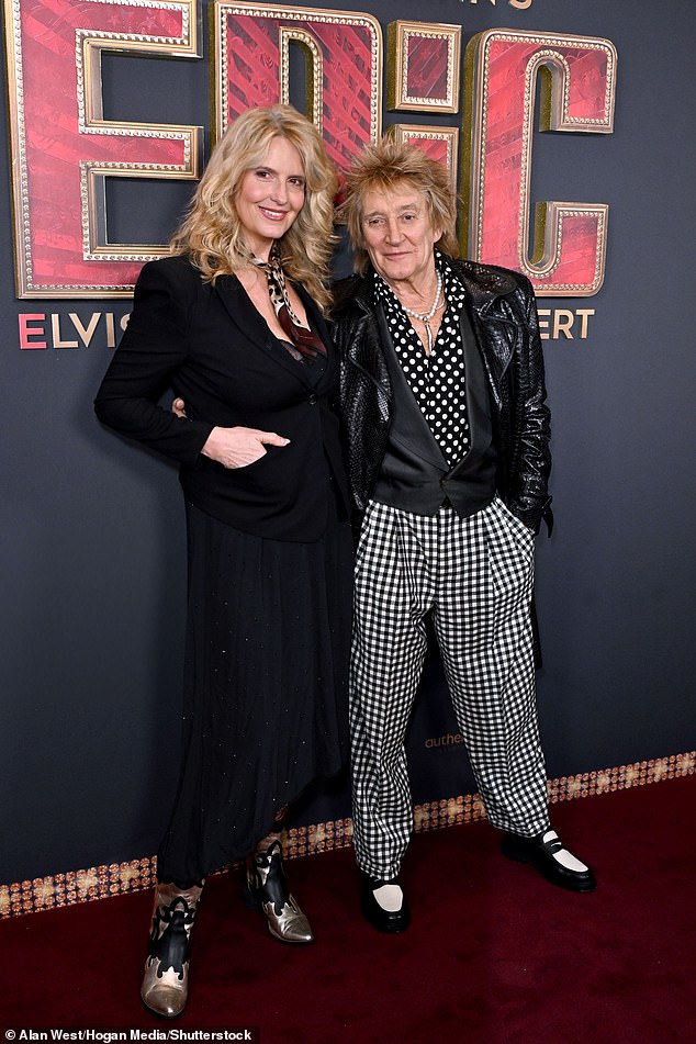 Rod Stewart and his wife Penny Lancaster put on a loved-up display as they attended the EPIC: Elvis Presley In Concert UK premiere