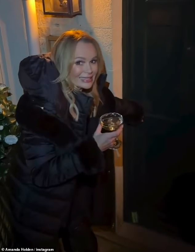 Amanda Holden surprised Jeremy Clarkson's Britain's Got Talent farming choir as she showed up at their pub viewing party to celebrate their emotional golden buzzer moment this weekend