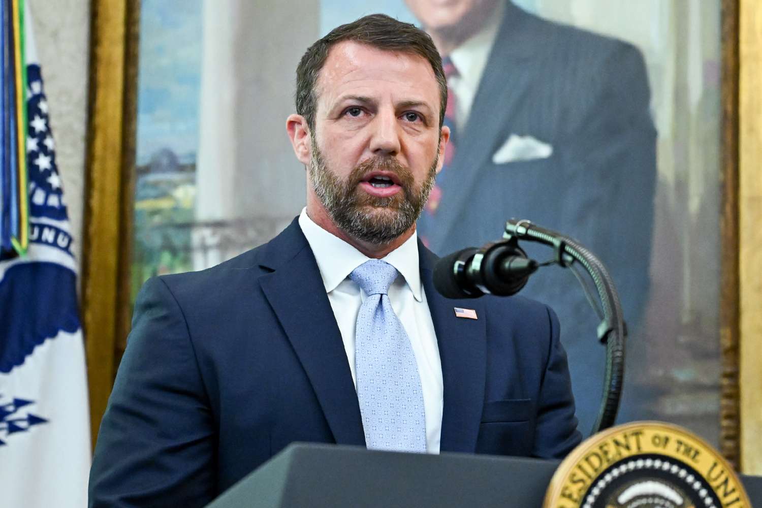 New DHS Secretary Markwayne Mullin Says TSA Is 'Working for Free Because of Political Politics' During Swearing-In Speech