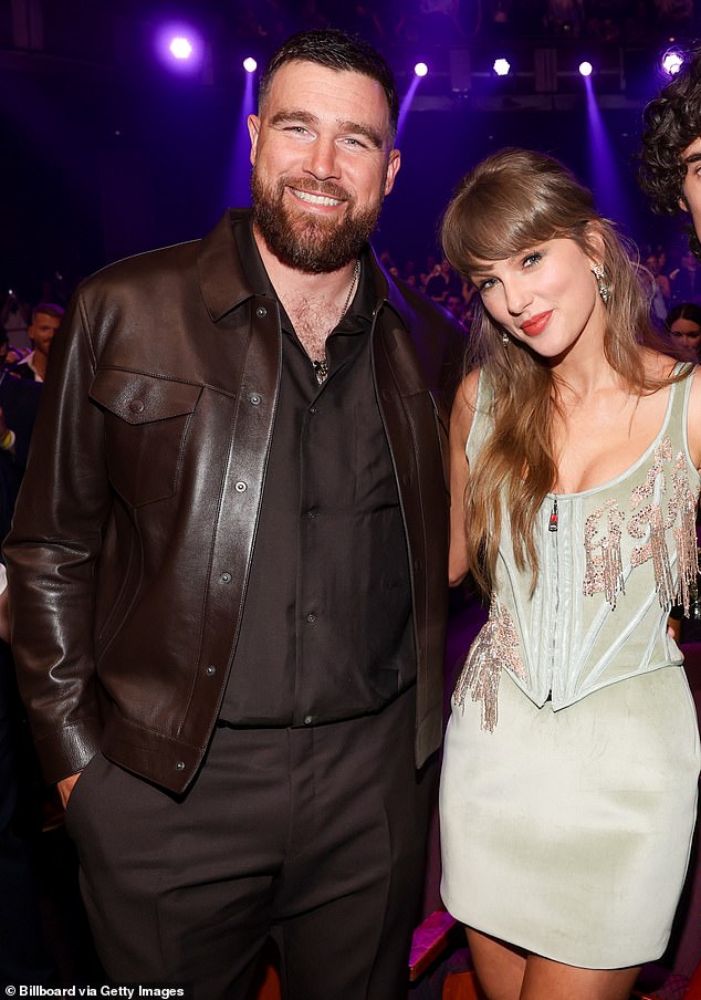 Taylor Swift, 36, and fiancé Travis Kelce, 36, finally made their awards show debut on Thursday