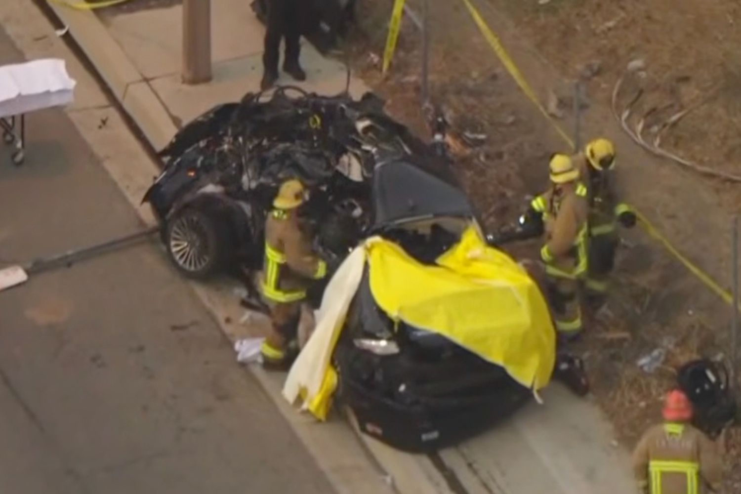 The scene of the fatal crash in Pomona, CaliforniaCredit: FOX 11 Los Angeles
