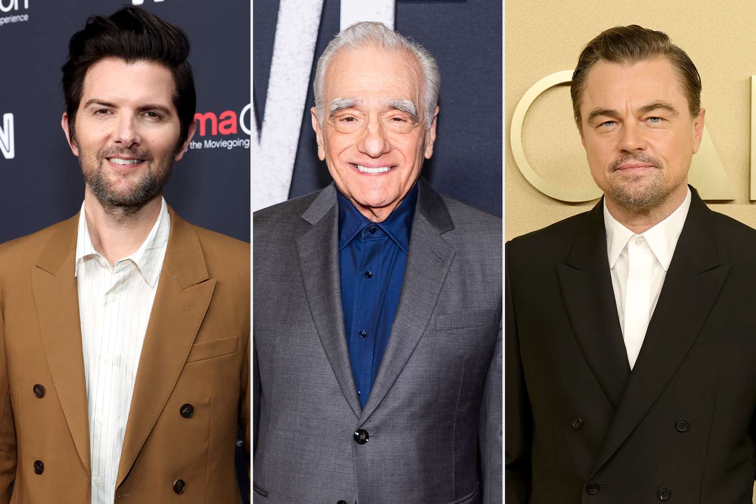 From left: Adam Scott, Martin Scorsese and Leonardo DiCaprioCredit: Getty(3)