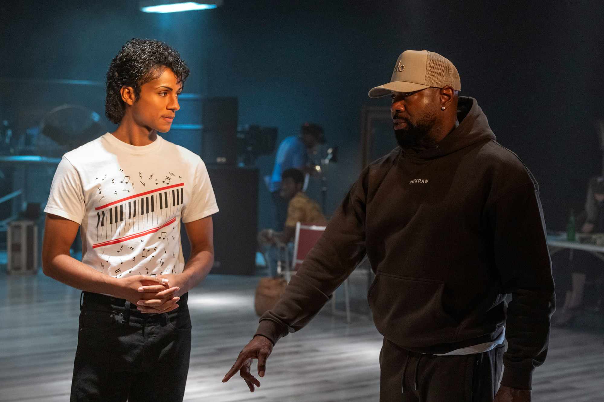 Jaafar Jackson as Michael Jackson and Director Antoine Fuqua in 'Michael'.Credit: Glen Wilson/Lionsgate