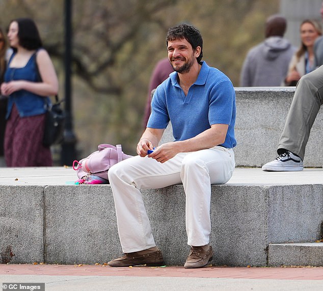 Kit Harington, 39, was seen for the first time on the set of Count My Lies as he joined Shailene Woodley in New York to film scenes of their upcoming release on Monday