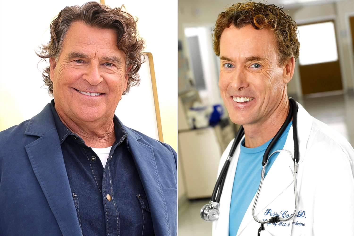 Ted McGinley (left), John C. McGinley as Dr. Perry CoxDr.Credit: Stewart Cook/Apple TV via Getty; Mitch Hasseth / Touchstone Television/Courtesy Everett Collection