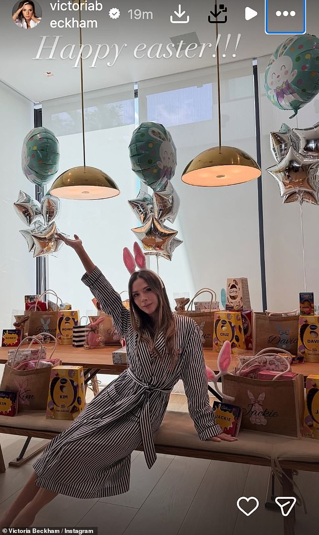 The Beckhams celebrated Easter in Miami on Sunday. Victoria, 51, showed off personalised hampers – but son Brooklyn and his wife Nicola Peltz's names were noticeably absent