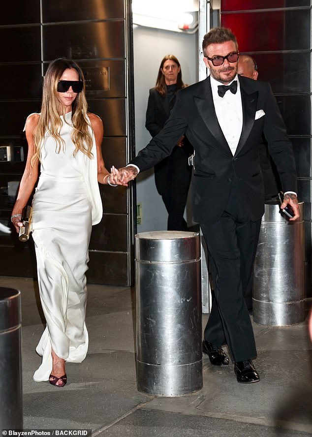 David and Victoria Beckham held hands as they arrived at this year's TIME100 Gala in New York City on Thursday evening
