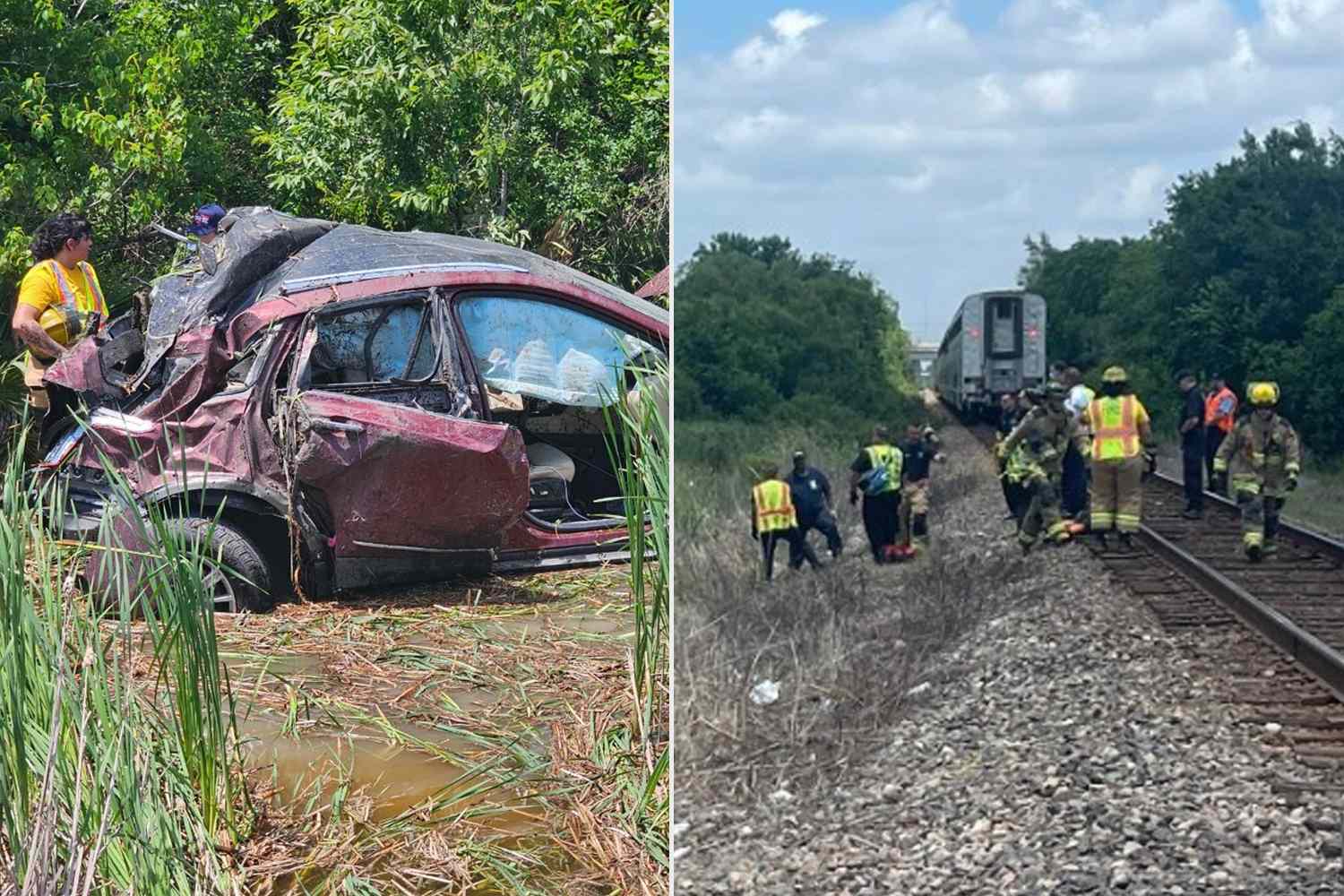 A man and a child were seriously injured after a car was struck by an Amtrak train.Credit: Sheldon Community Fire & Rescue