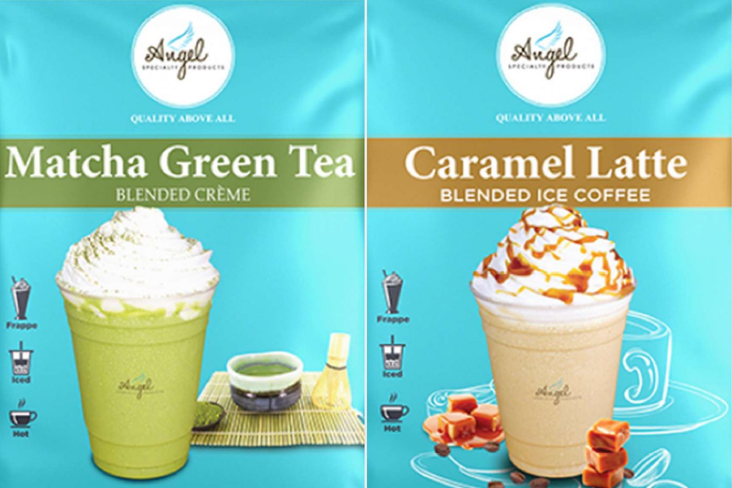 Angel Specialty Products' Matcha Green Tea and Caramel Latte powdersCredit: FDA