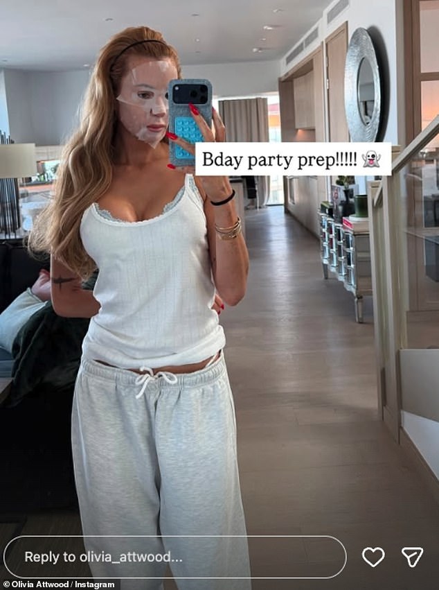 Olivia Attwood gushed that 'all her boys were spoiling her' as she received lavish designer gifts for her 35th birthday on Saturday