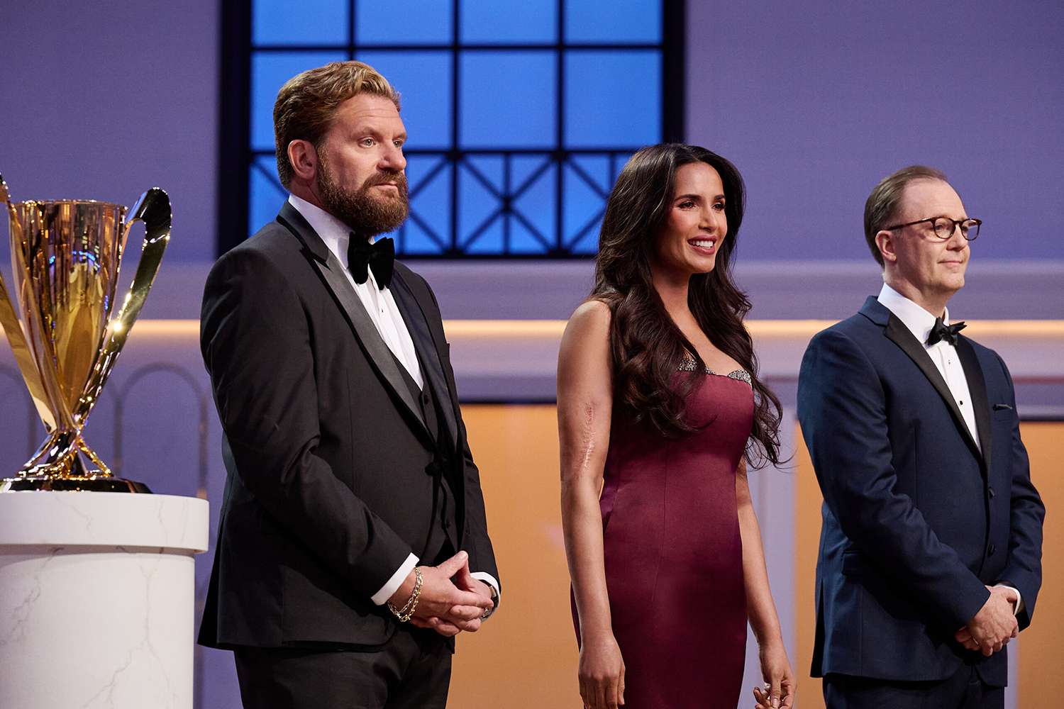 Michael Cimarusti, Padma Lakshmi and Wylie Dufresne on the 'America's Culinary Cup' season 1 finaleCredit: Jackie Brown/CBS