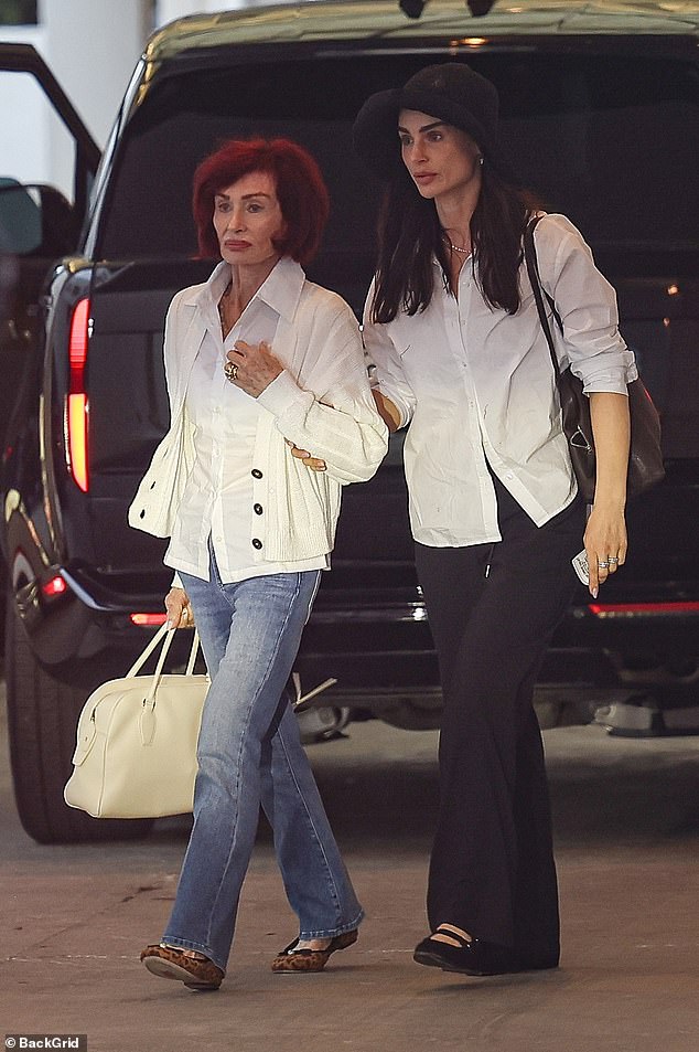 Sharon Osbourne linked arms with her daughter Aimee as they enjoyed a shopping spree in Beverly Hills on Thursday