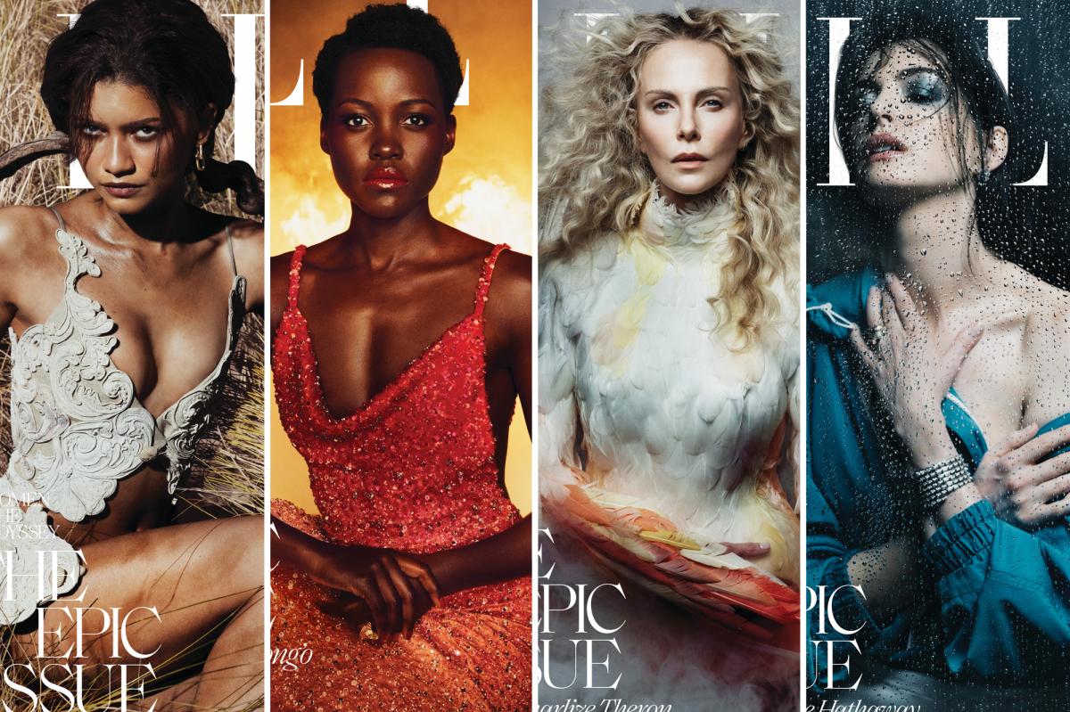 'The Odyssey' leading ladies go elemental for glam Elle magazine covers