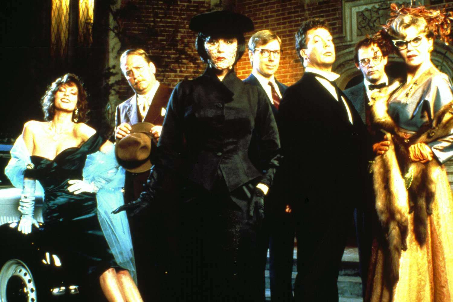 The cast of 'Clue.' From left: Lesley Ann Warren, Martin Mull, Madeline Khan, Michael McKean, Tim Curry, Christpher Lloyd and Eileen BrennanCredit: Moviestore/Shutterstock