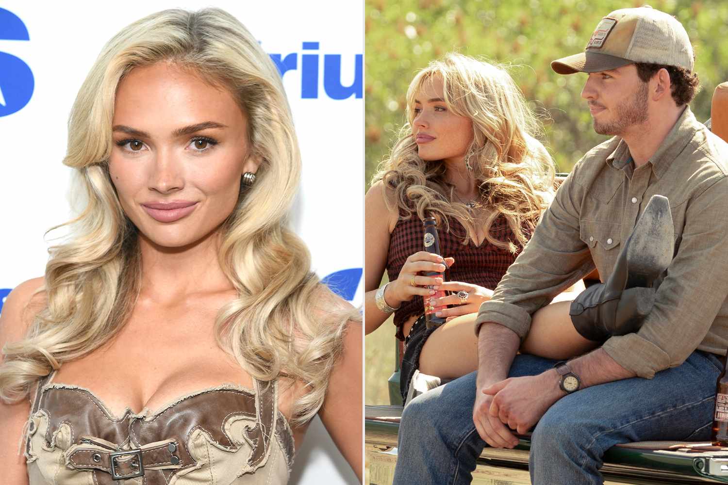 Natalie Alyn Lind visits SiriusXM Studios; Natalie Alyn Lind as Oreana and Finn Little as Carter in 'Dutton Ranch'Credit: Gary Gershoff/Getty; Lauren Smith/Paramount+