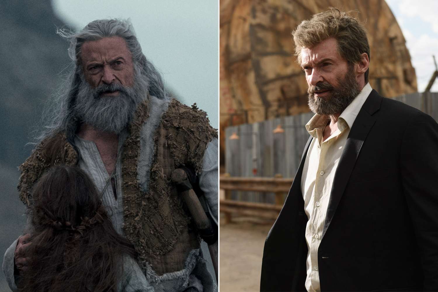 Hugh Jackman in 2026's The Death of Robin Hood; Hugh Jackman in 2017's LoganCredit: Aidan Monaghan; Ben Rothstein