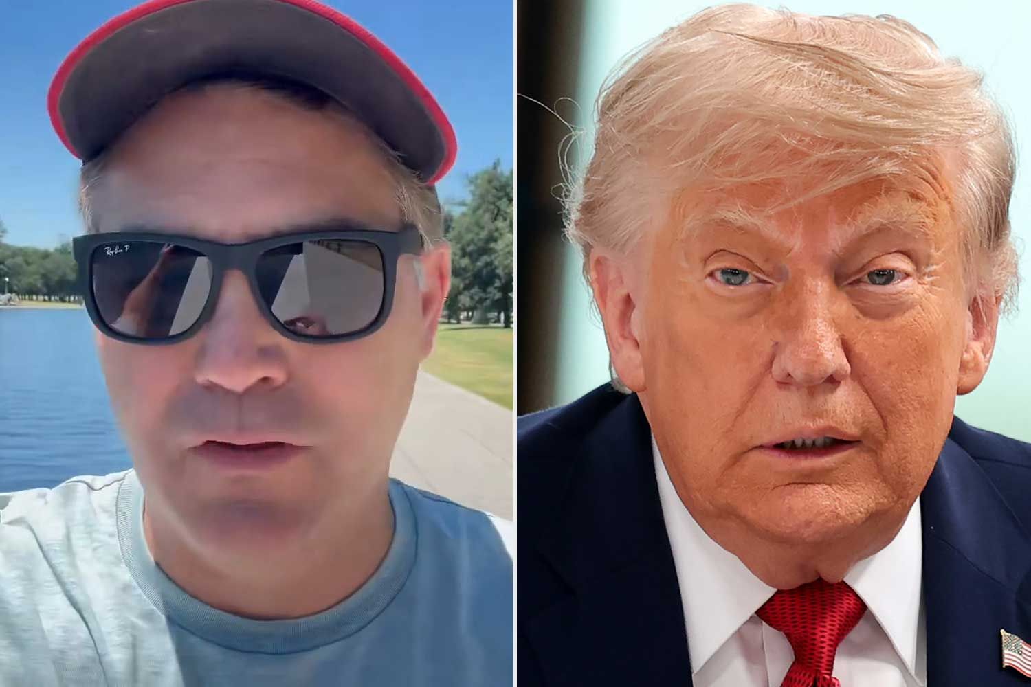 Jim Acosta, U.S. President Donald Trump.Credit: Jim Acosta/X;  Anna Moneymaker/Getty