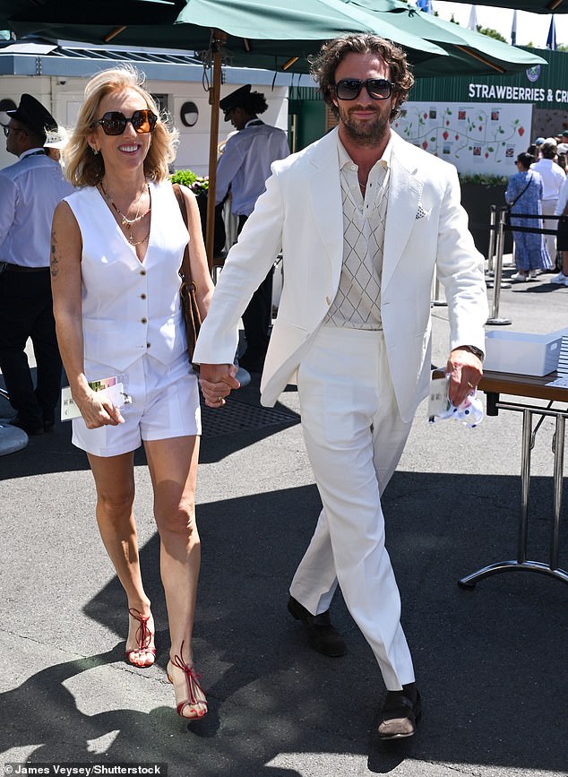 Aaron Taylor-Johnson and his wife Sam put on a chic, coordinated display as they led a star-studded day nine of Wimbledon on Tuesday