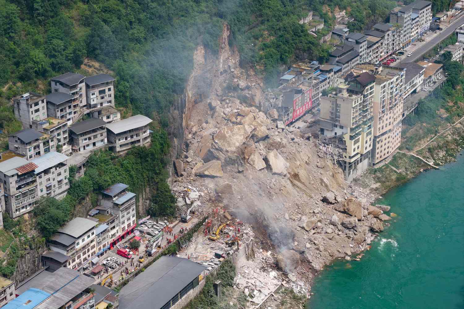 Aerial view of the site of a rainfall-induced landslide in Chongqing, China.Credit: He Penglei/China News Service/VCG via Getty