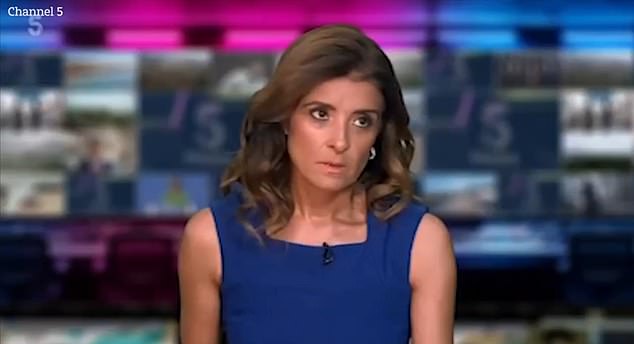 Channel 5 News star Dani Sinha was caught rolling her eyes after she suffered a series of blunders during her live broadcast about Bonnie Tyler's death on Thursday