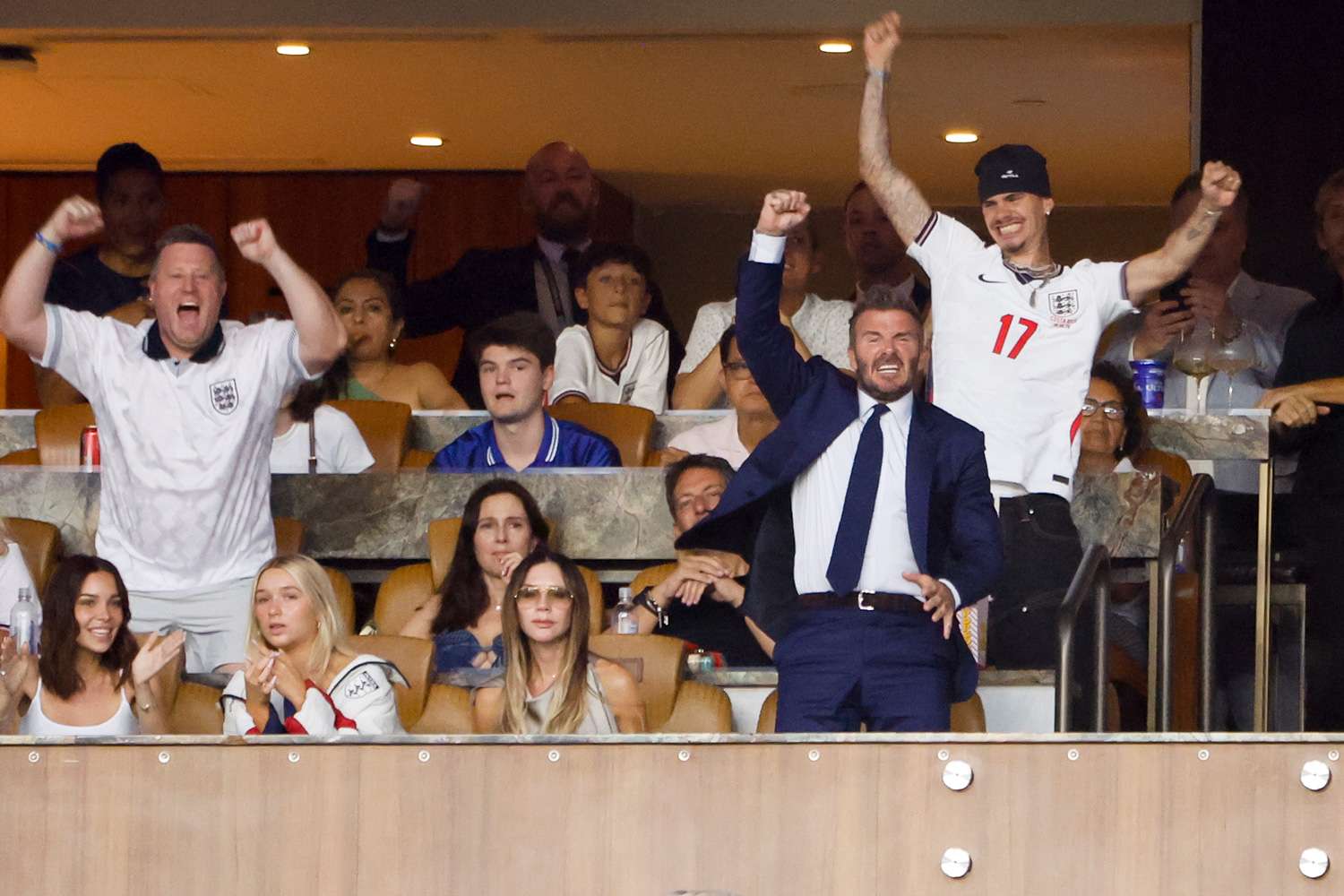 The Beckham family celebrating England’s 2-1 win against Norway in the World Cup on July 11, 2026Credit: Jean Catuffe/Getty