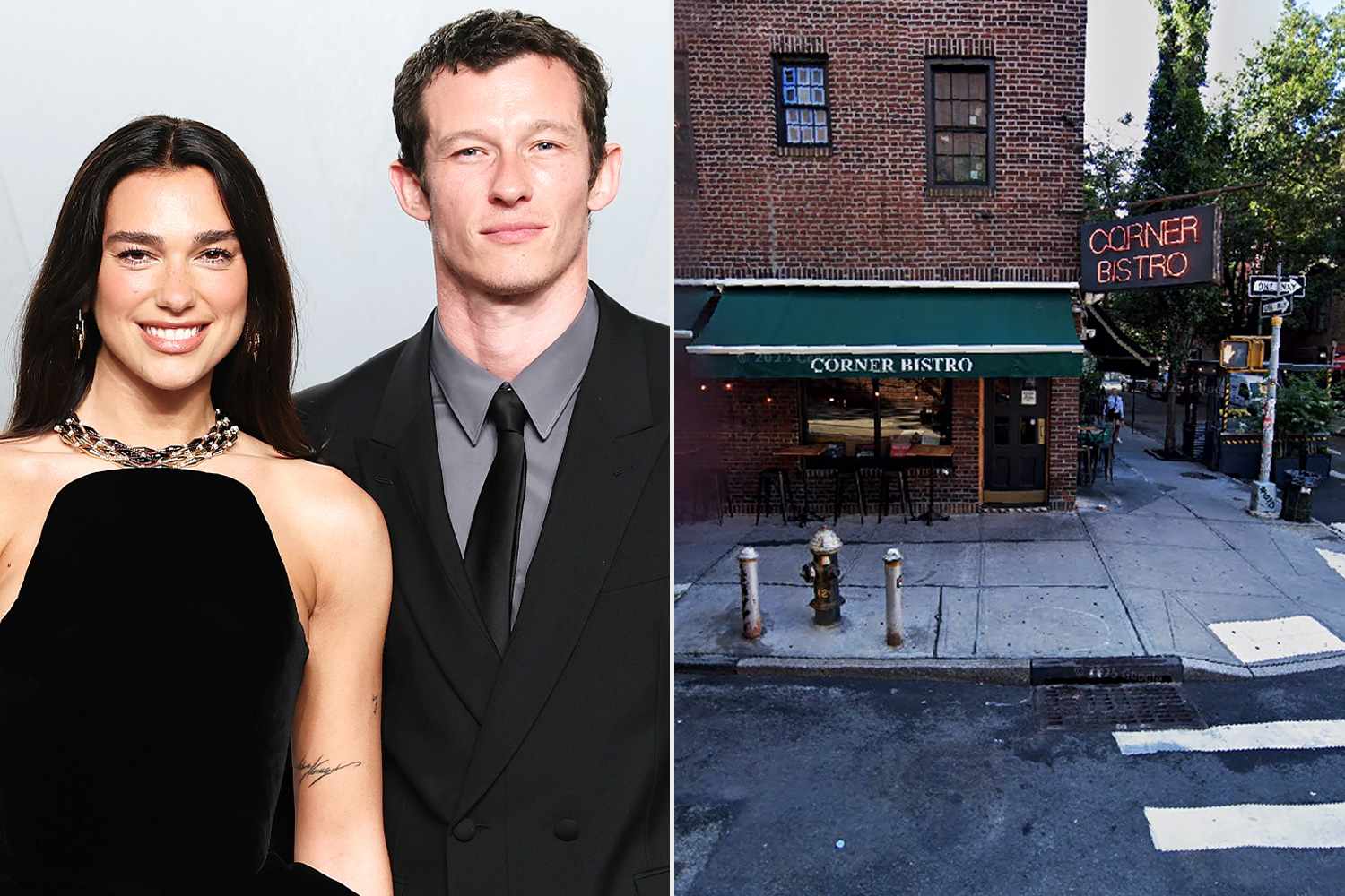 Dua Lipa and Callum Turner surprised a Corner Bistro customer by singing her happy birthdayCredit: Dia Dipasupil/FilmMagic; Google Maps