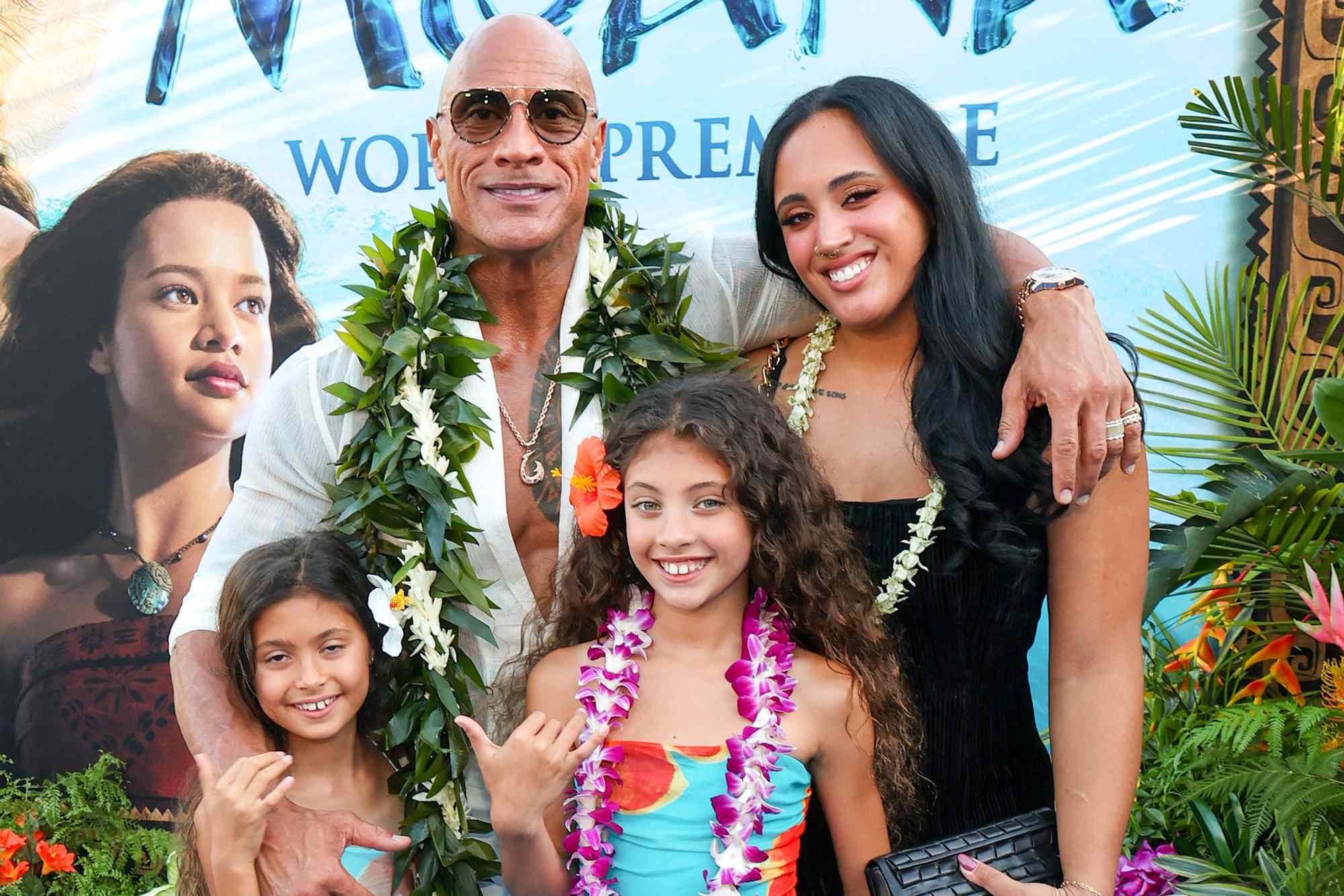 Tiana Johnson, Dwayne Johnson, Jasmine Johnson and Ava RaineCredit: Kevin Mazur/Getty