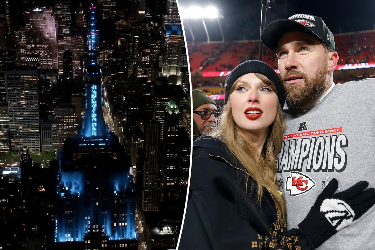 Empire State Building lights up blue for Taylor Swift, Travis Kelce's wedding